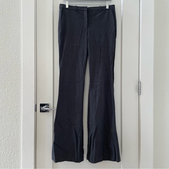 Theory Demetria Wool Blend Pants Nocturne Dark Grey Trousers Size 8 - Picture 3 of 10